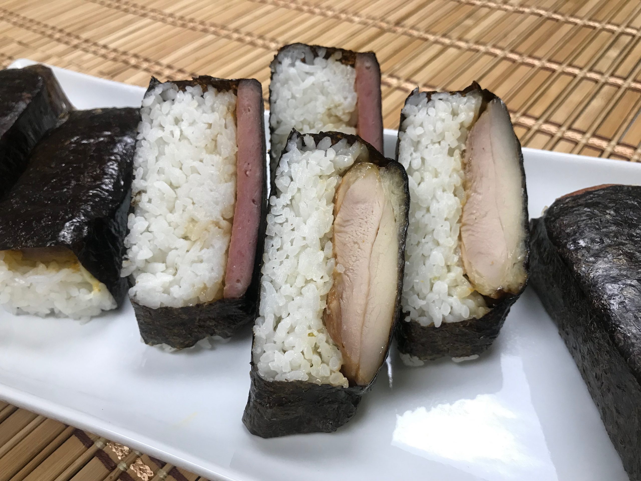 Grilled Garlic Chicken Musubi with Garlic Mayo